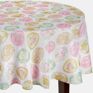 Easter Delight Printed Fabric Tablecloth Decorated Eggs Holiday Dinner New